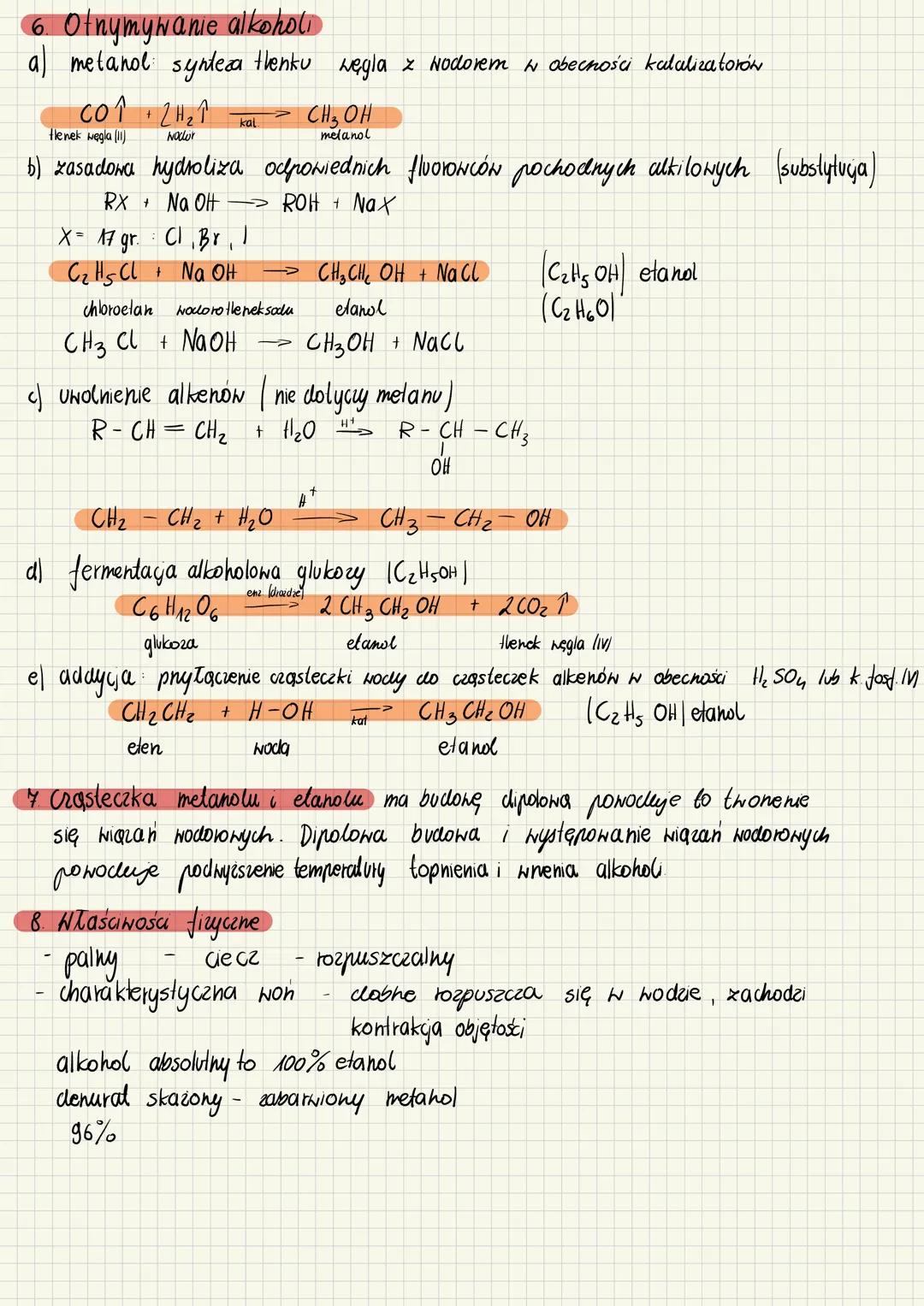 Alkohole
1. Alkohole => pochodne węglowodorów, zawierają grupę, hydroksylową OH
2. Wzór ogólny R-OH
R gr. węglowodorowa
Niazania pojedyńcze