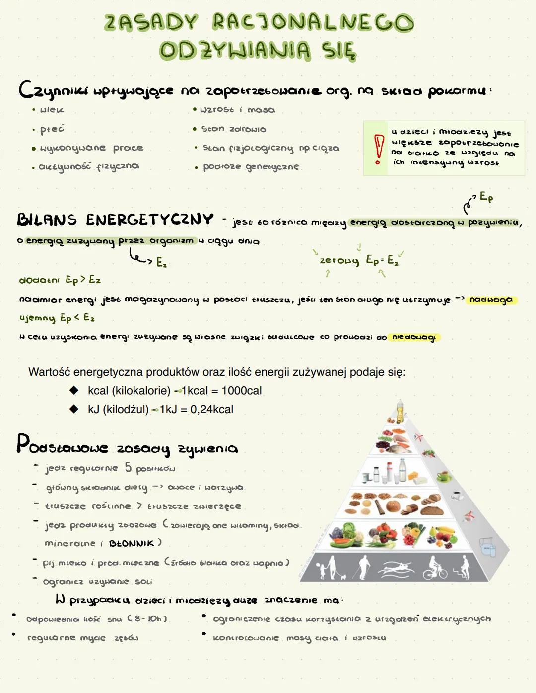 ZASADY RACIONALNEGO
ODZYWIANIA SIĘ
Czynniki wpływające na zapotrzebowanie org. na skład pokarmu:
• Wiek
• wzrost i masa
Stan zdrowia
• preć
