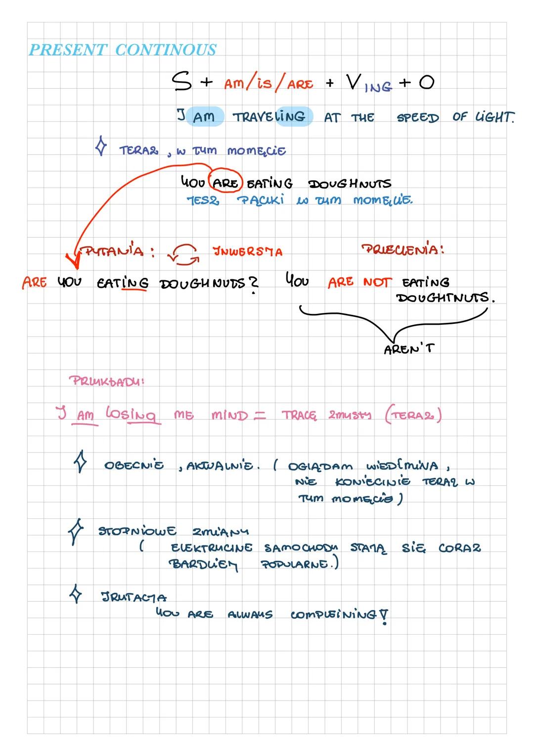 Present and past tenses. # PRESENT SIMPLE
CZASY TERAZNIEMSLE
S + $\checkmark$ +0
PODMIOT + CZASOWNIK + CATA RESITA.
I TRAVEL A LOT.
REG