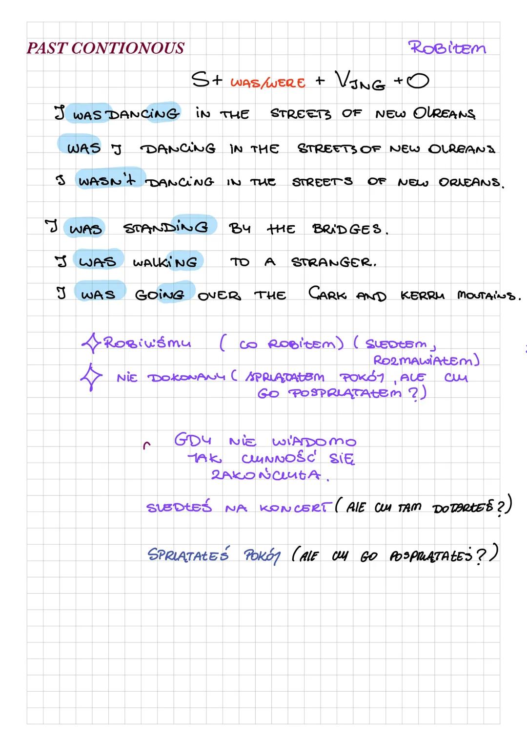 Present and past tenses. # PRESENT SIMPLE
CZASY TERAZNIEMSLE
S + $\checkmark$ +0
PODMIOT + CZASOWNIK + CATA RESITA.
I TRAVEL A LOT.
REG
