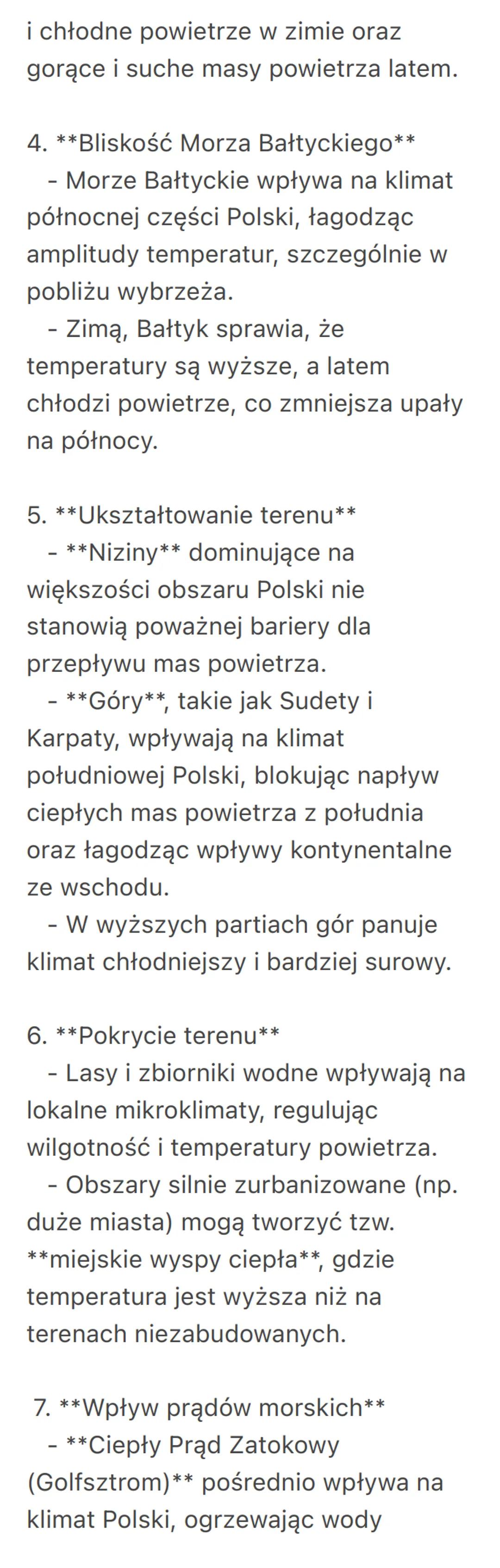 Czynniki kształtujące klimat Polski
Klimat Polski jest określany jako
umiarkowany ciepły przejściowy, co
oznacza, że znajduje się pod wpływ