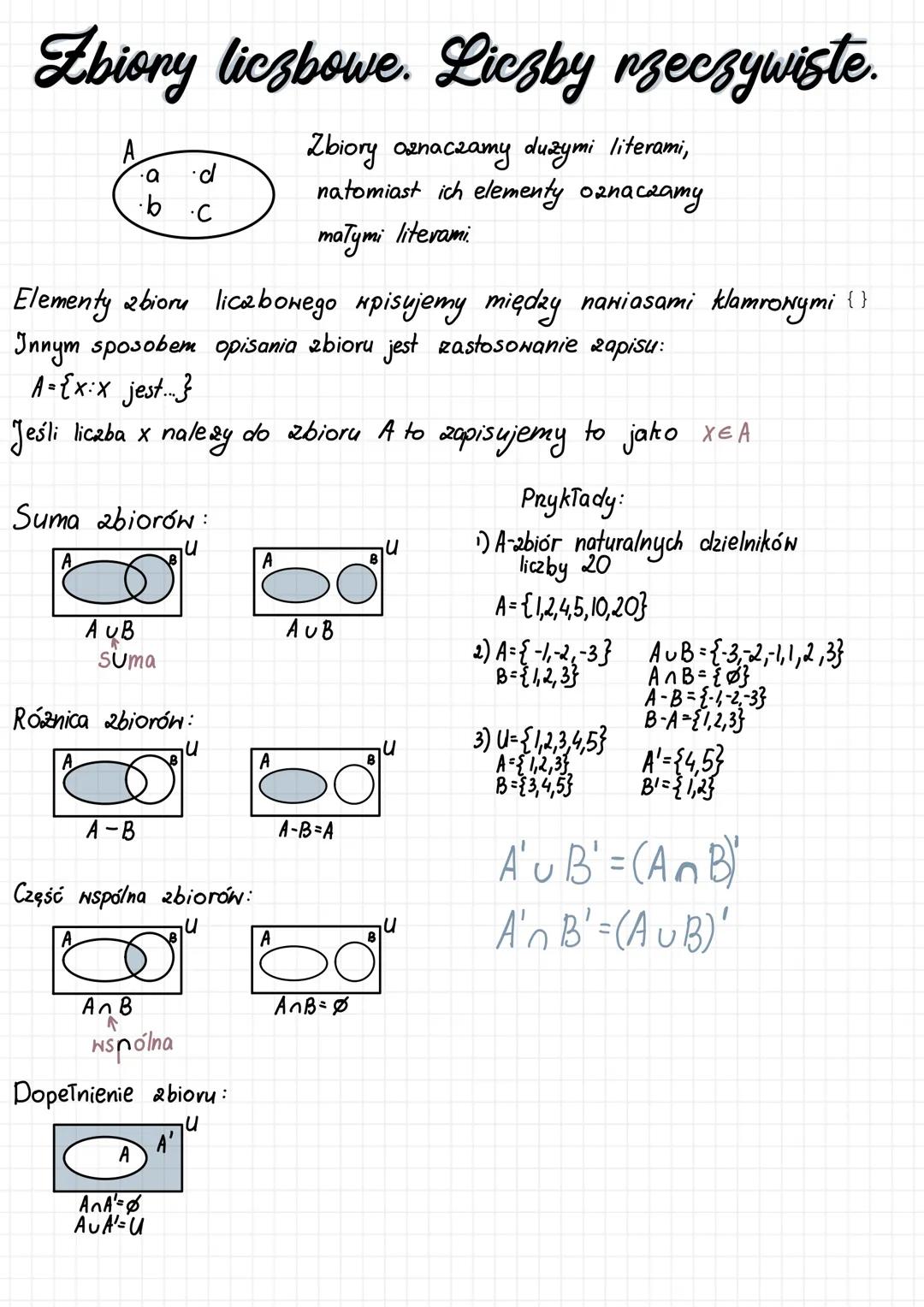 Zbiory liczbowe. Liczby rzeczywiste.
.a
.b.c
Zbiory oznaczamy dużymi literami,
natomiast ich elementy oznaczamy
małymi literami
Elementy zbi