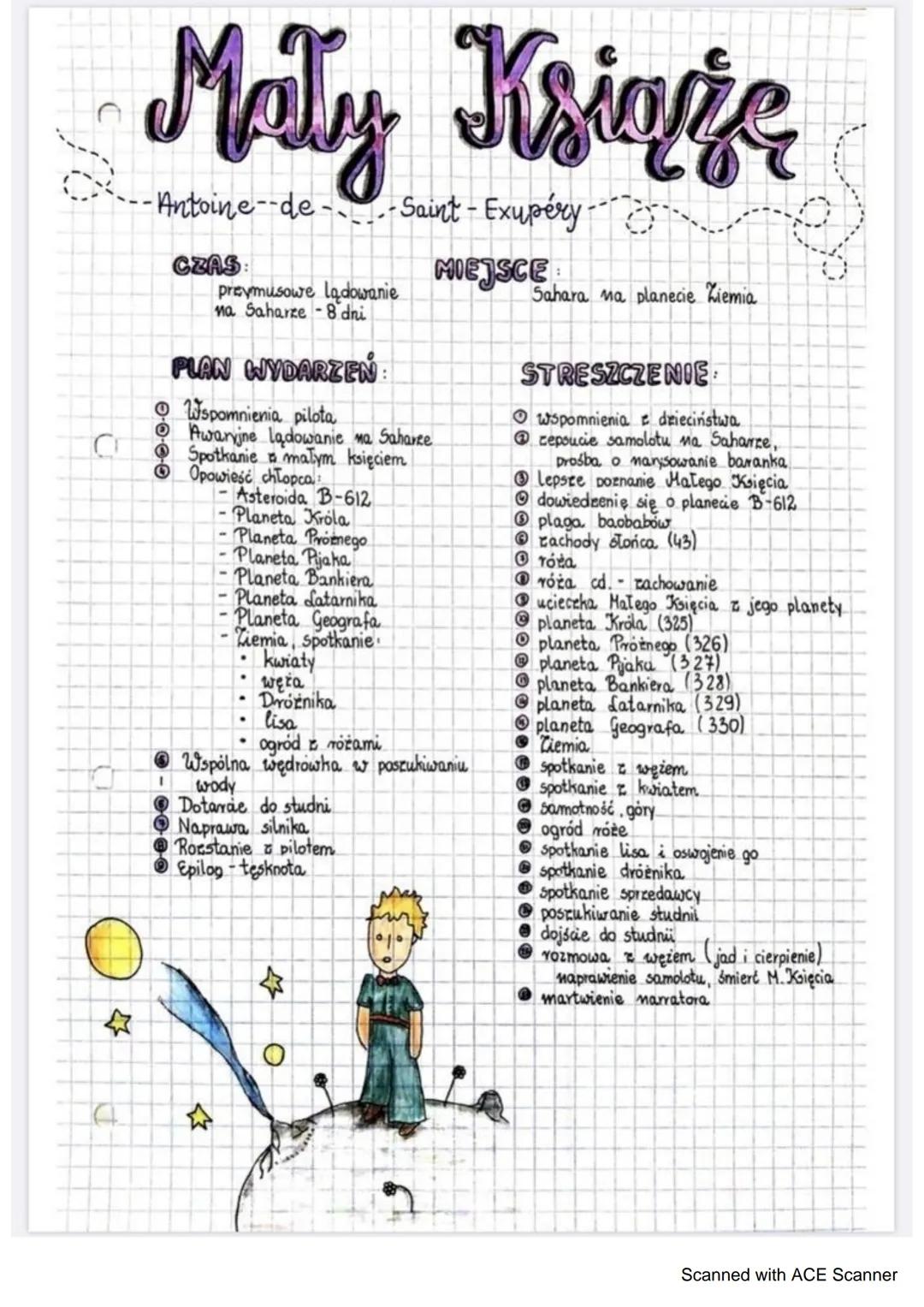 # Maty Książe
--Antoine--de--Saint-Exupéry
CZAS:
preymusowe ladowanie
na Saharze 8 dni
PLAN WYDARZEŃ:
Wspomnienia pilota
Awaryjne lądow