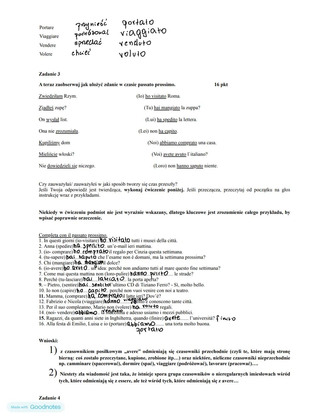 Strona 1 z 3
Imię i nazwisko:
Klasa:
Data:
KARTA PRACY - ZALICZENIE Z PASSATO PROSSIMO część 1
Z tej części możesz uzyskać maksymalnie 62 p