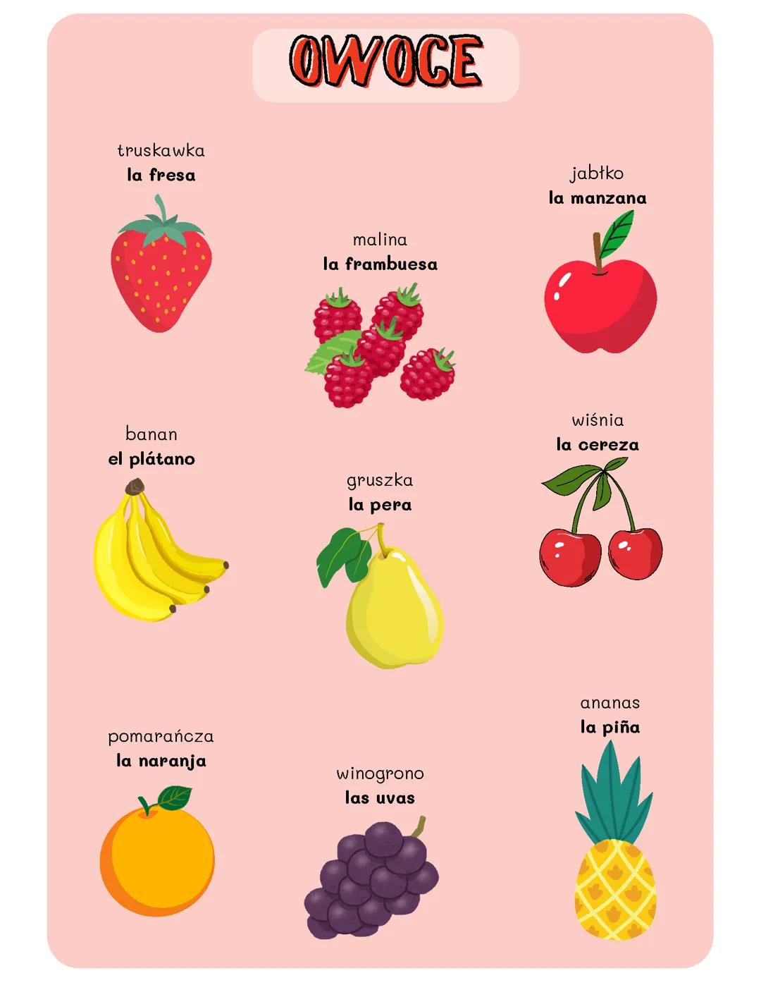 owoce po hiszpansku