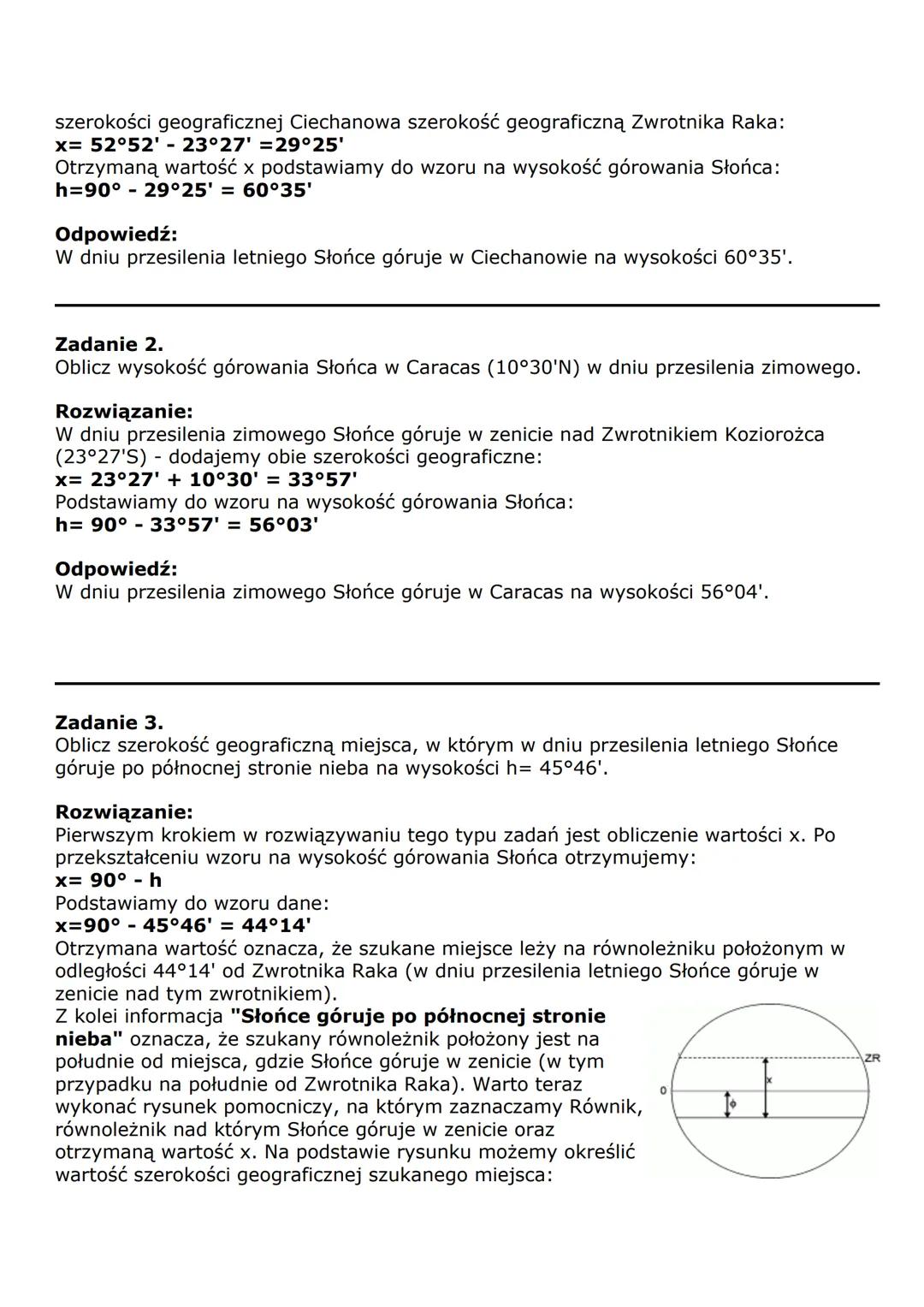 TEMAT: Obliczanie wysokości Słońca.
WZORY NA WYSOKOŚĆ SŁOŃCA
| Daty | Wzory dla półkuli północnej | Wzory dla półkuli południowej |