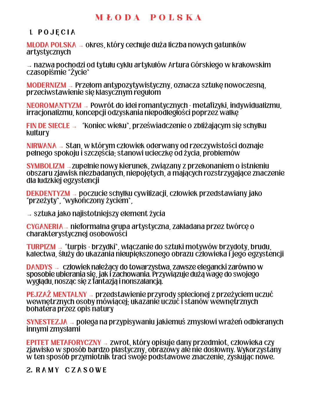 Młoda Polska NOTATKA