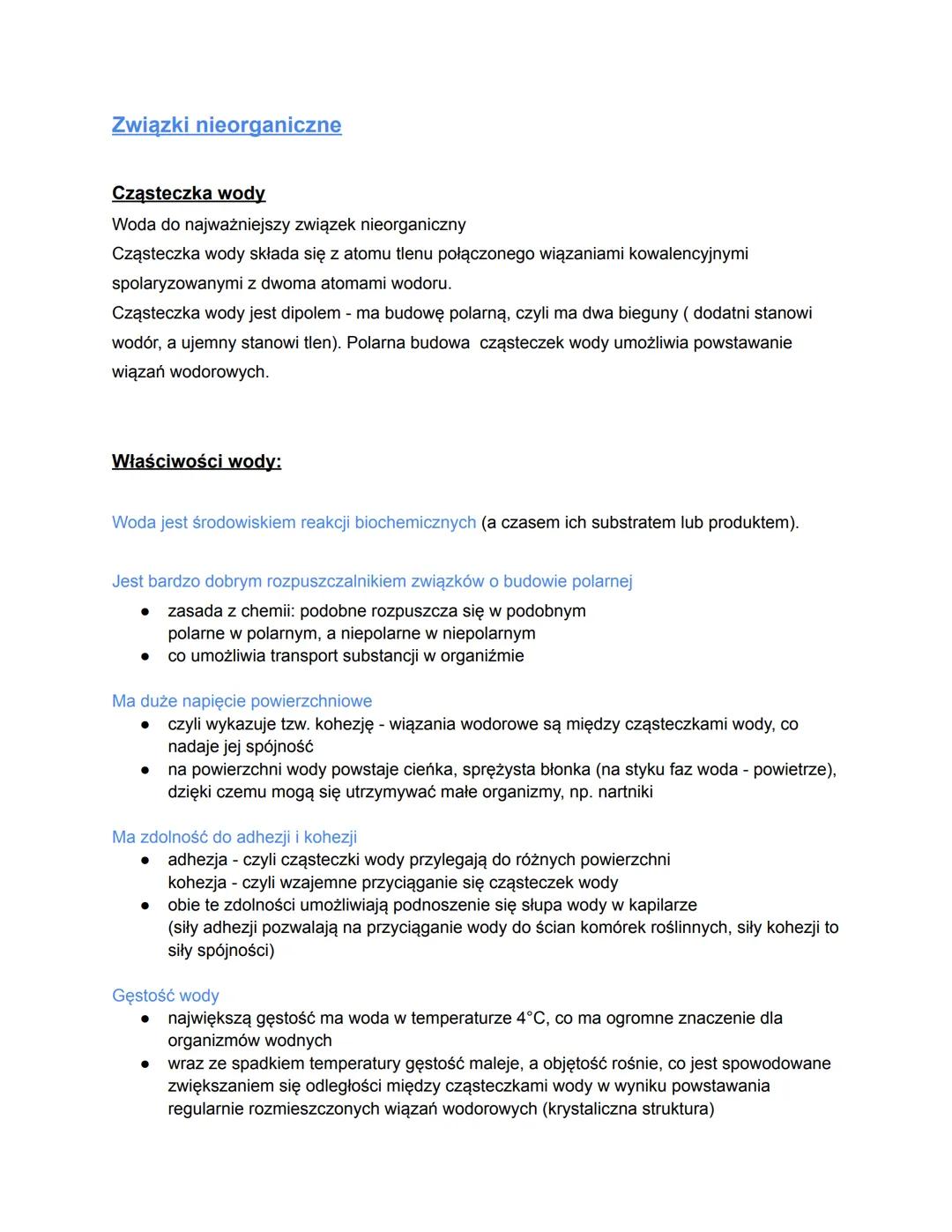 # Związki nieorganiczne
## Cząsteczka wody
Woda do najważniejszy związek nieorganiczny
Cząsteczka wody składa się z atomu tlenu połączone