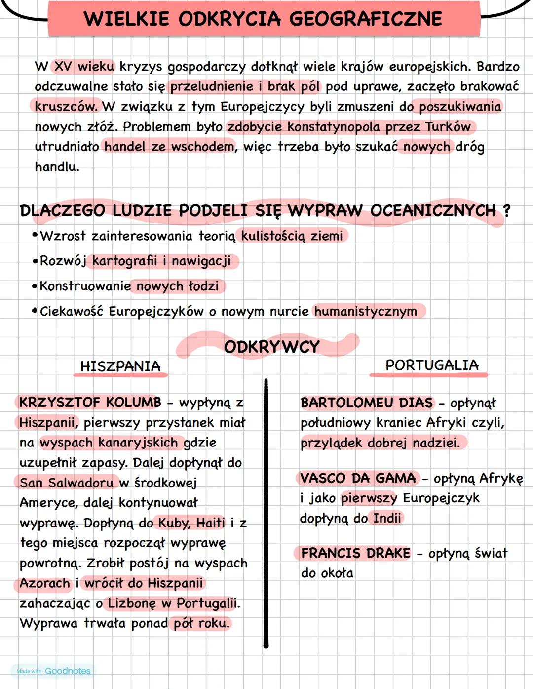 # WIELKIE ODKRYCIA GEOGRAFICZNE
W XV wieku kryzys gospodarczy dotknął wiele krajów europejskich. Bardzo
odczuwalne stało się przeludnienie