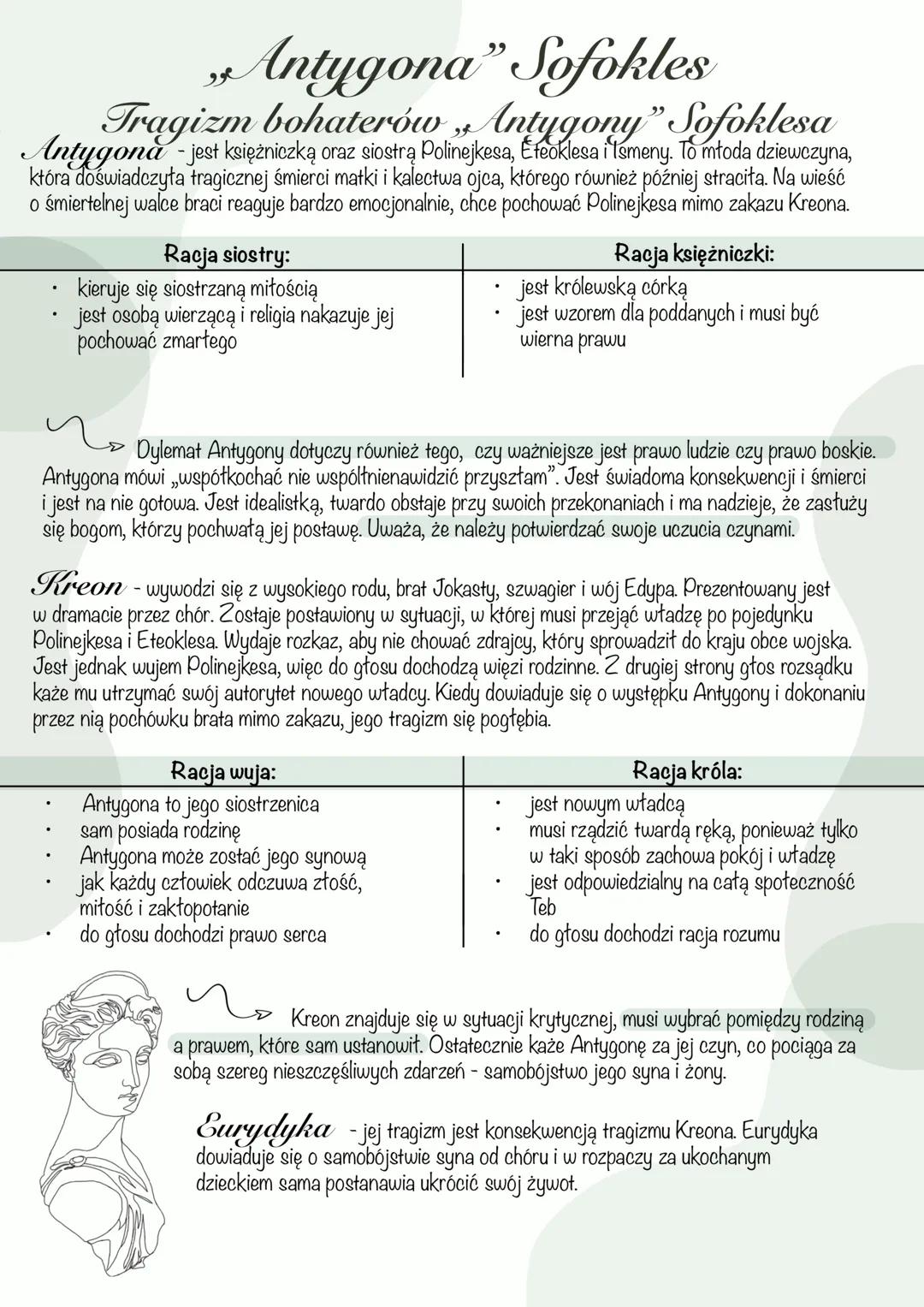 # Antygona" Sofokles
## Cechy dramatu antycznego
- obowiązuje zasada trzech jedności: czasu - akcja nie wykracza poza
24 godziny, miejsca