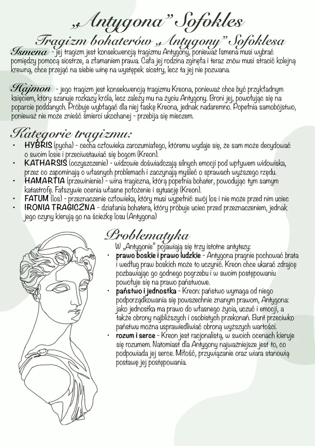 # Antygona" Sofokles
## Cechy dramatu antycznego
- obowiązuje zasada trzech jedności: czasu - akcja nie wykracza poza
24 godziny, miejsca