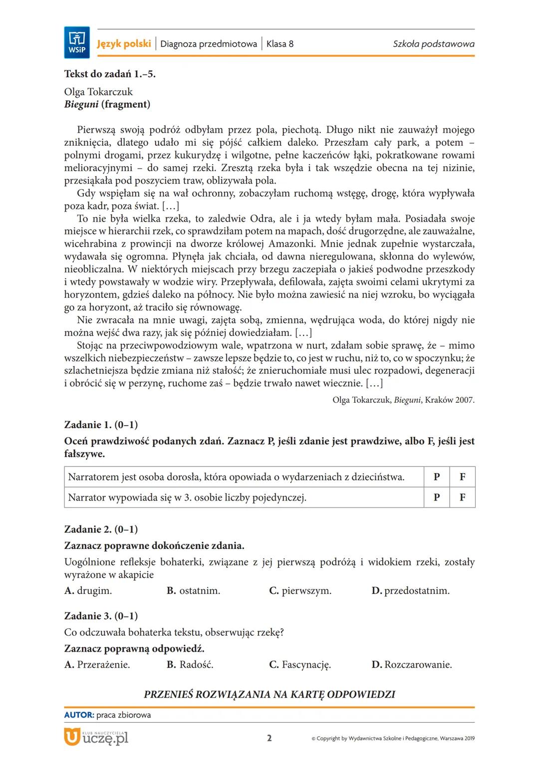 WYPEŁNIA UCZEŃ
Kod ucznia
Sprawdzian z języka polskiego
na zakończenie nauki
w ósmej klasie
szkoły podstawowej
UZUPEŁNIA
NAUCZYCIEL
dysleksj