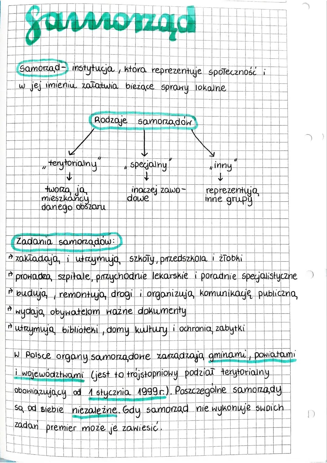 # Samorząd
Samorząd instytucja, która reprezentuje społeczność i
w jej imieniu załatwia bieżące sprawy lokalne
Rodzaje samorządow
"teryto