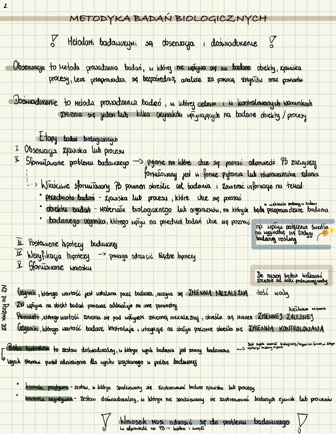 2.
Xxxelezy od ZN
METODYKA BADAŃ BIOLOGICZNYCH
。 Metodami badawczymi są obserwacja i doświadczenie !
Obserwacja to Metoda prowadzenia badań,
