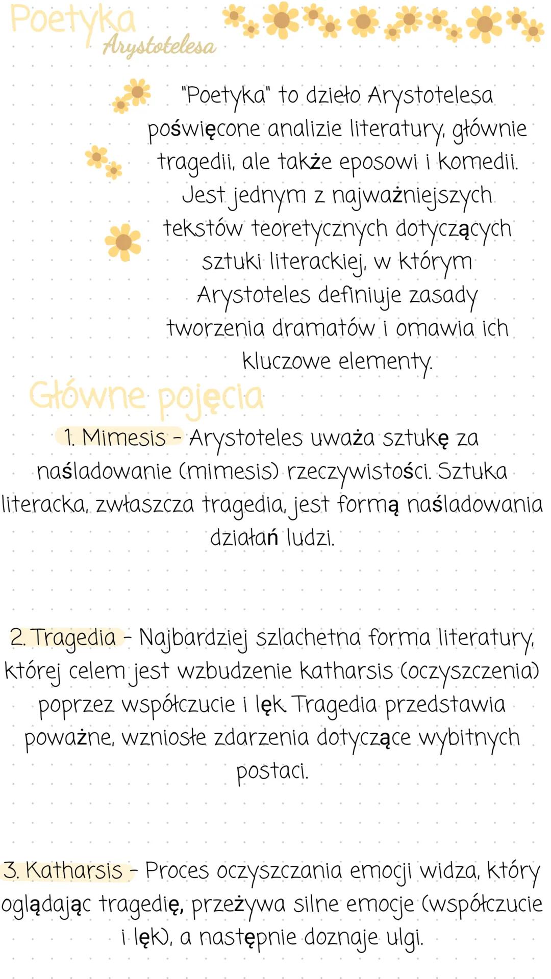 # Poetyka
Arystotelesa
"Poetyka" to dzieło Arystotelesa
poświęcone analizie literatury, głównie
tragedii, ale także eposowi i komedii.
Jest