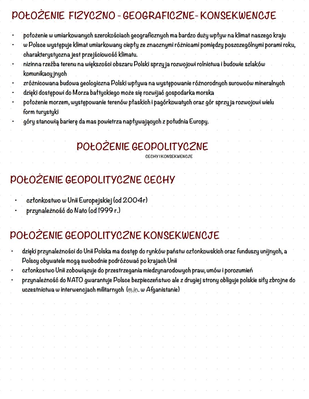 # Polozenie Polski i
jego Consekwencje
POŁOŻENIE I OBSZAR POLSKI
Położenie Polski tak jak każdego innego kraju, można rozpatrywać w ujęci