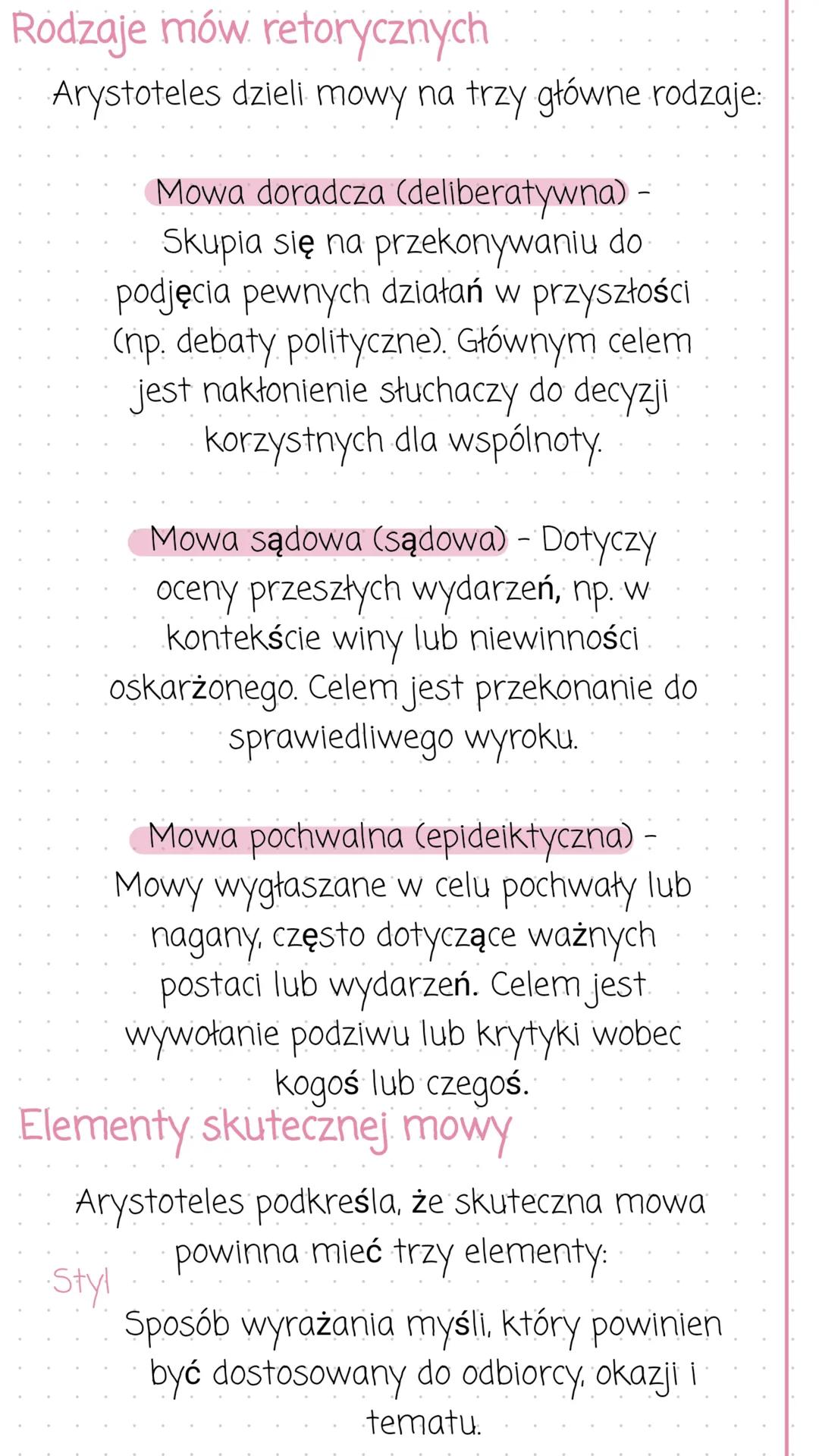 # Retoryka
## Arystotelesa
### Główne pojęcia
Retoryka jako sztuka perswazji
Arystoteles definiuje retorykę jako sztukę
przekonywania, op