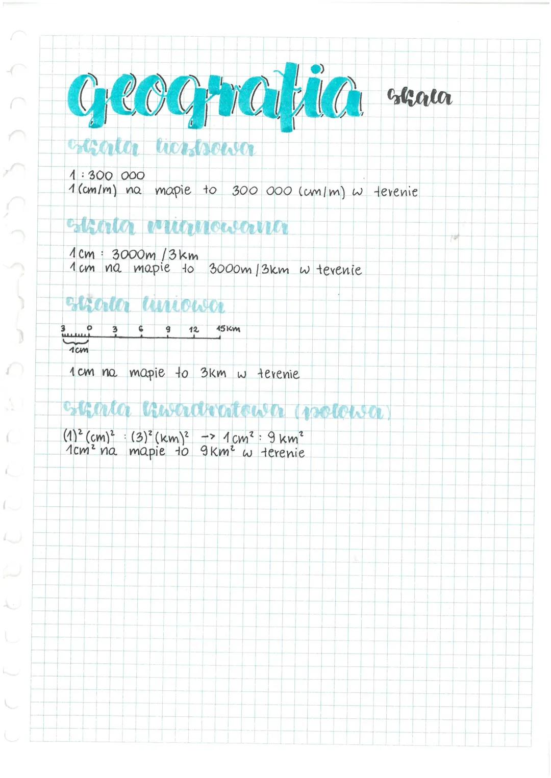 geografia stata
scata tichtswa
1:300 000
1 (cm/m) na mapie to 300 000 (cm/m) w terenie
skata mianwana
1cm 3000m/3km
1 cm na mapie to 3000m