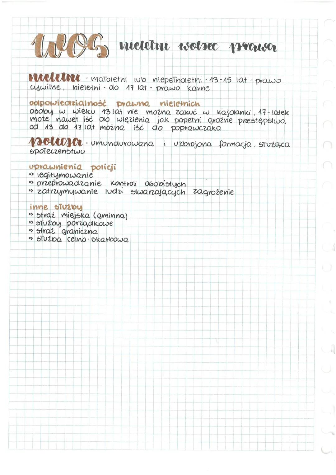 Wos metern wotec prausa
meletni małoletni lub niepełnoletni 13-15 lat prawo
cywilne, nieletni do 17 lat prawo karne
odpowiedzialność prawn