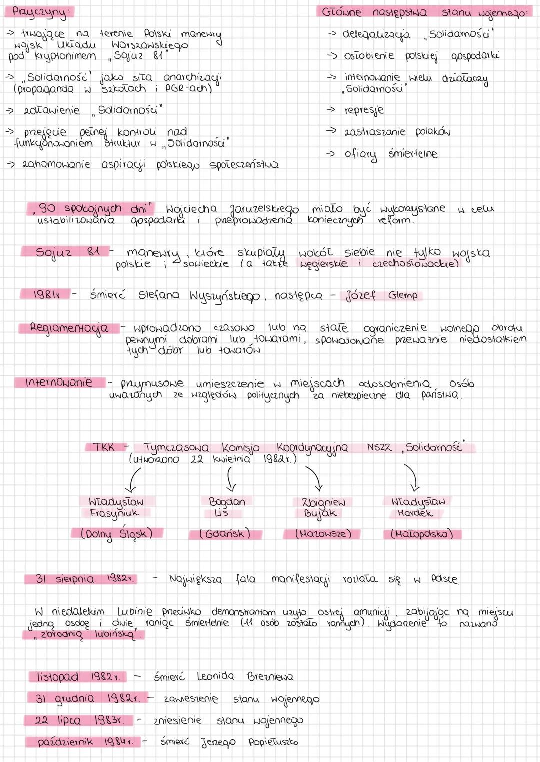 # STAN WOJENNY W POLSCE I JEGO NASTĘPSTWA
Stan wojenny - stan nadzwyczajny, który moze zostać wprowadzony ze względu
na zagrozenie bezpiecz