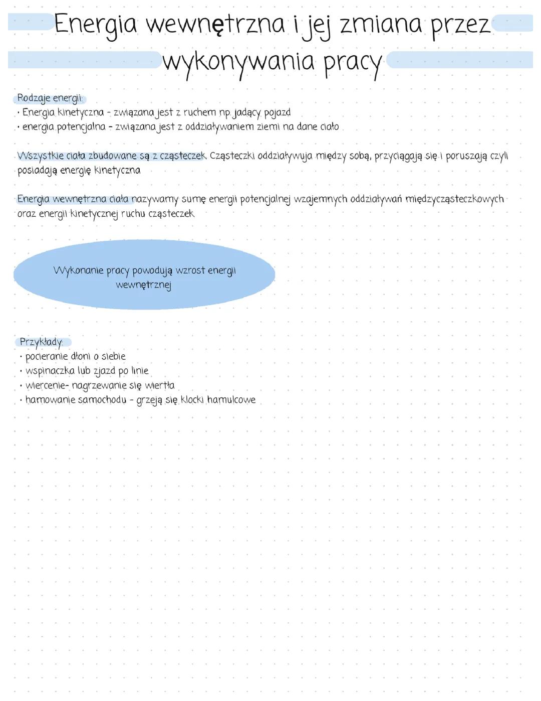 Energia wewnętrzna I jej zmiana przez wykonanie pracy