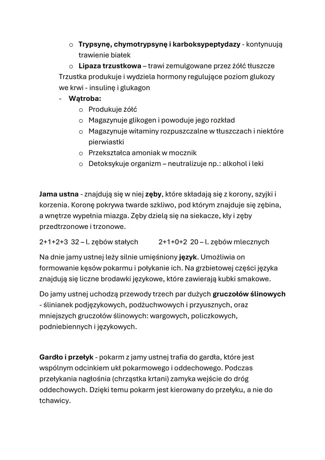 # 4.4 Budowa i funkcje układu pokarmowego
W skład układu pokarmowego wchodzą przewód pokarmowy i gruczoły
trawienne.
Przewód pokarmowy jes
