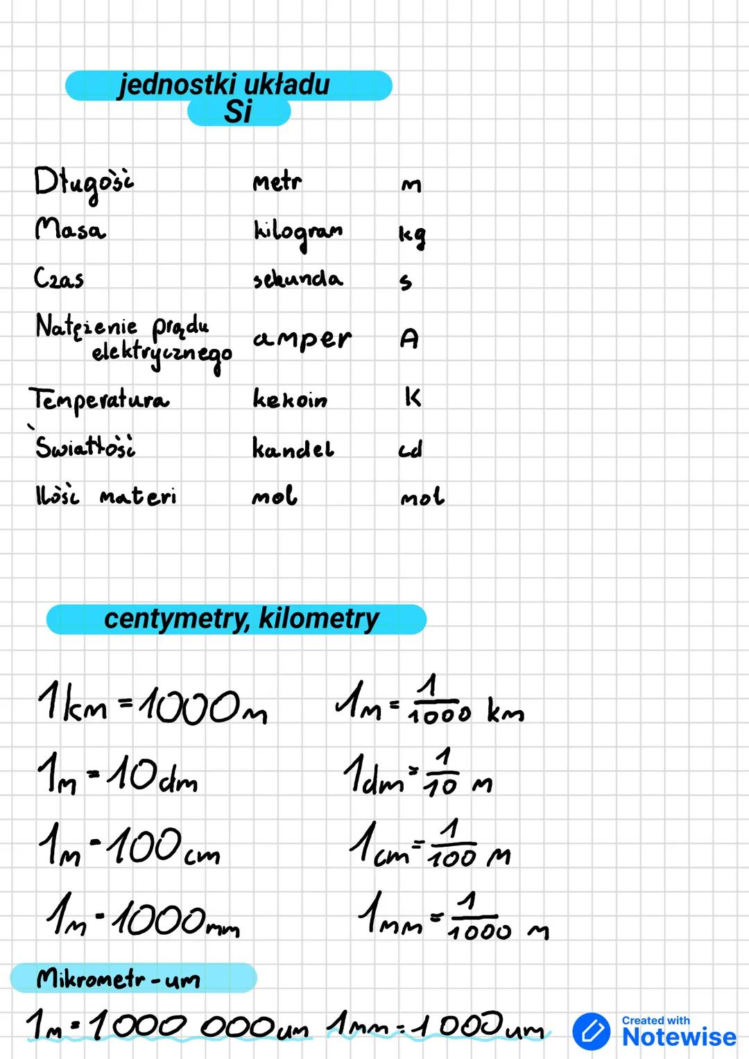 jednostki układu
Si
Długosi Metr M
Masa kilogram kg
Czas sekunda S
Natężenie prądu
elektrycznego amper A
Temperatura kekoin K
Swiattos