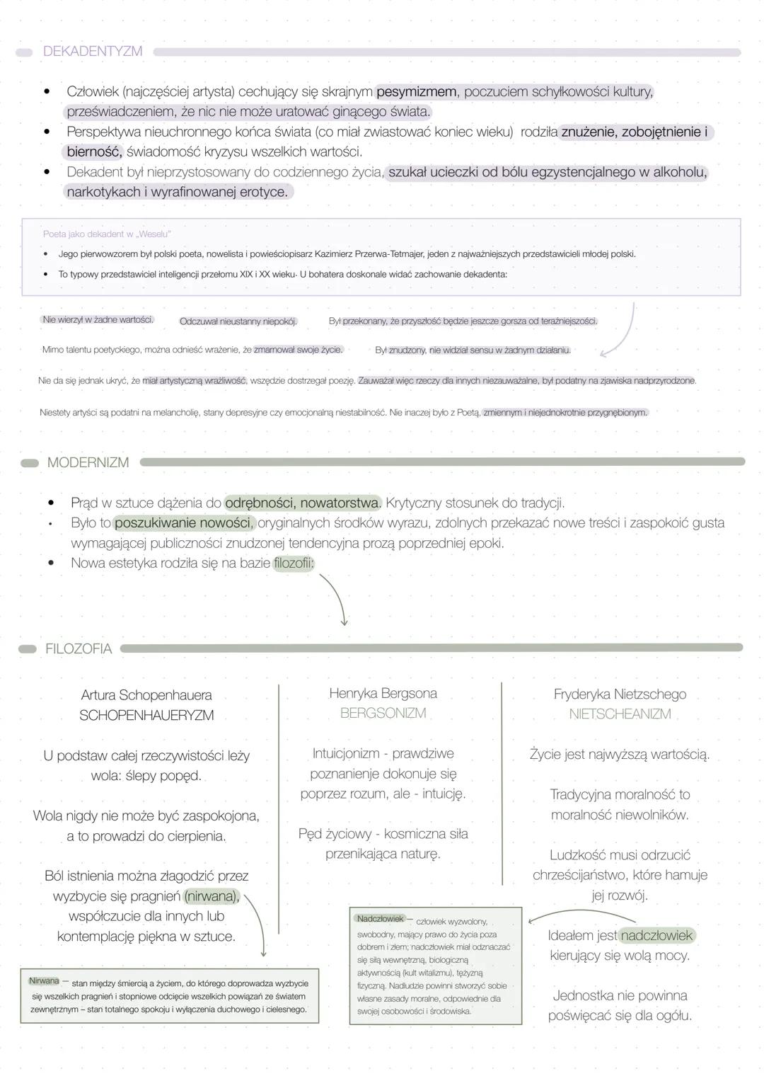 # Młoda Polska
SPIS TREŚCI
- Nazwa epoki - str. 1
- Ramy czasowe str. 1
- Dekadentyzm - str. 2
- Modernizm - str. 2
- Filozofia str. 2
- N