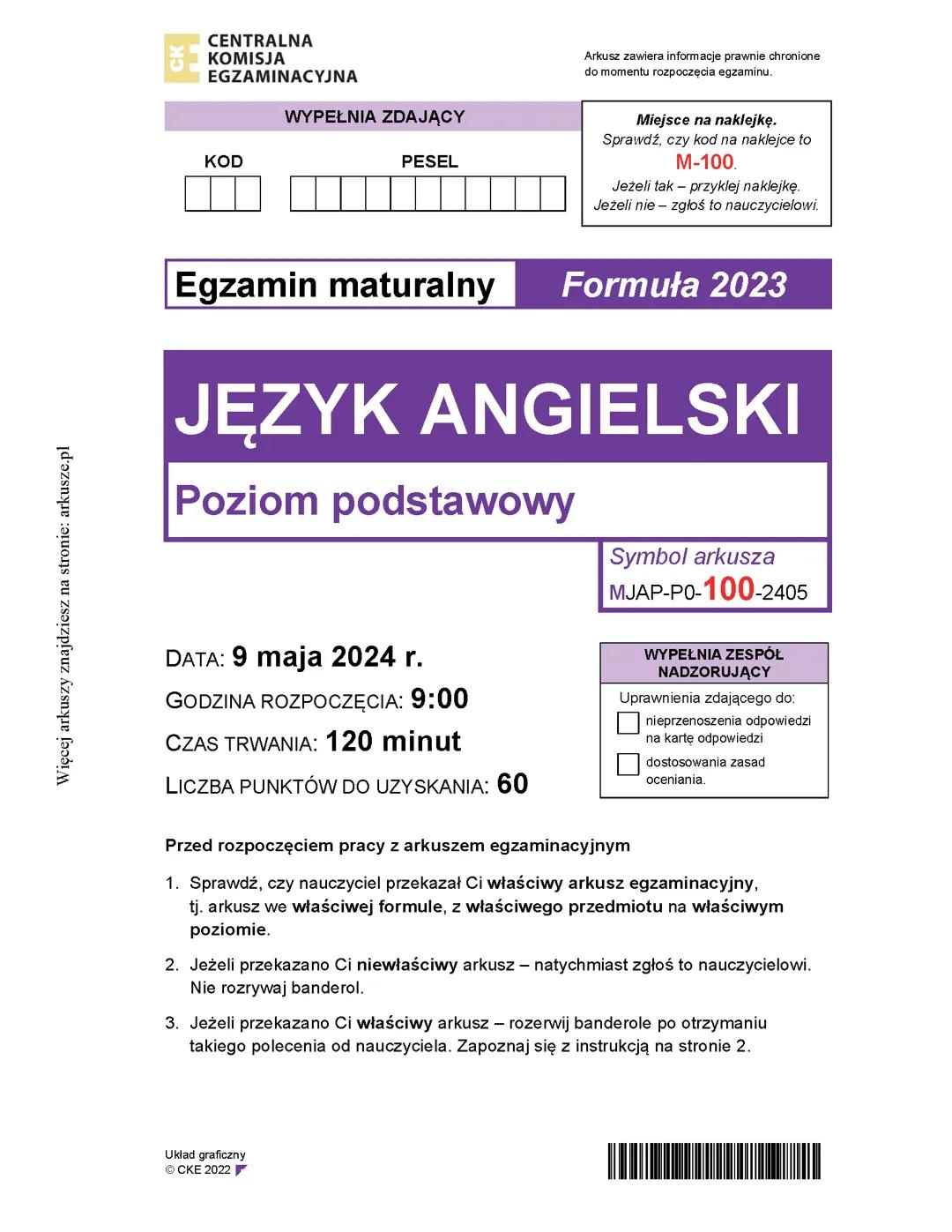 Matura 2024 język angielski poziom podstawowy