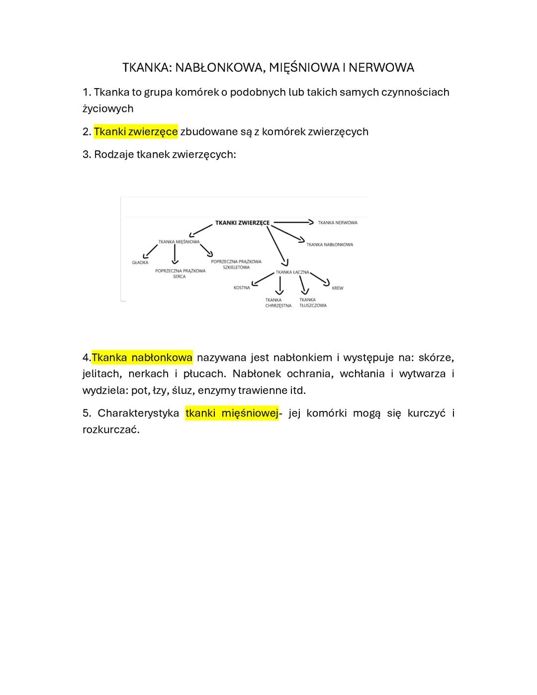 TKANKA: NABŁONKOWA, MIĘŚNIOWA I NERWOWA