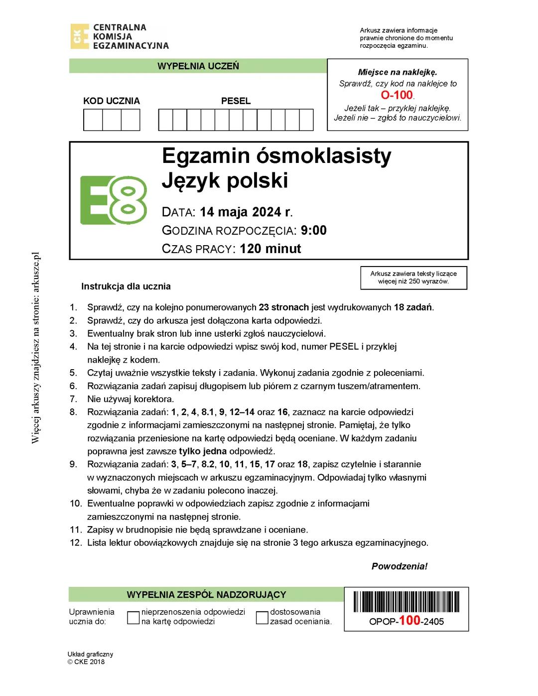 E8 z języka polskiego