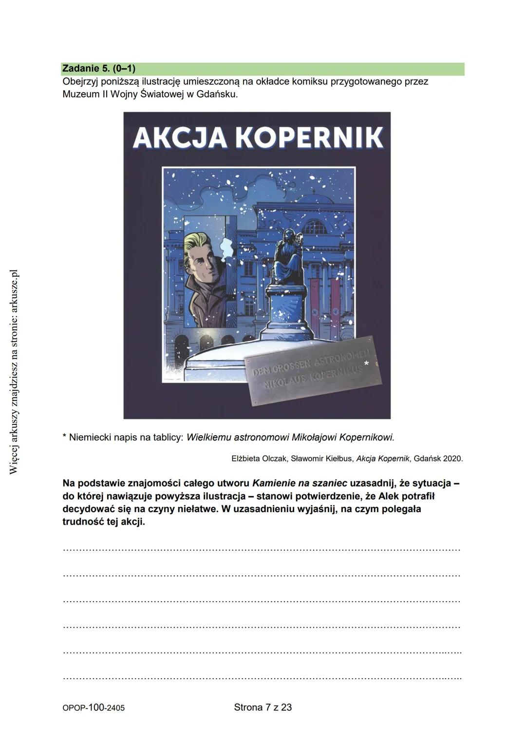Więcej arkuszy znajdziesz na stronie: arkusze.pl
CENTRALNA
KOMISJA
EGZAMINACYJNA
WYPEŁNIA UCZEŃ
KOD UCZNIA
PESEL
Arkusz zawiera informacje
p