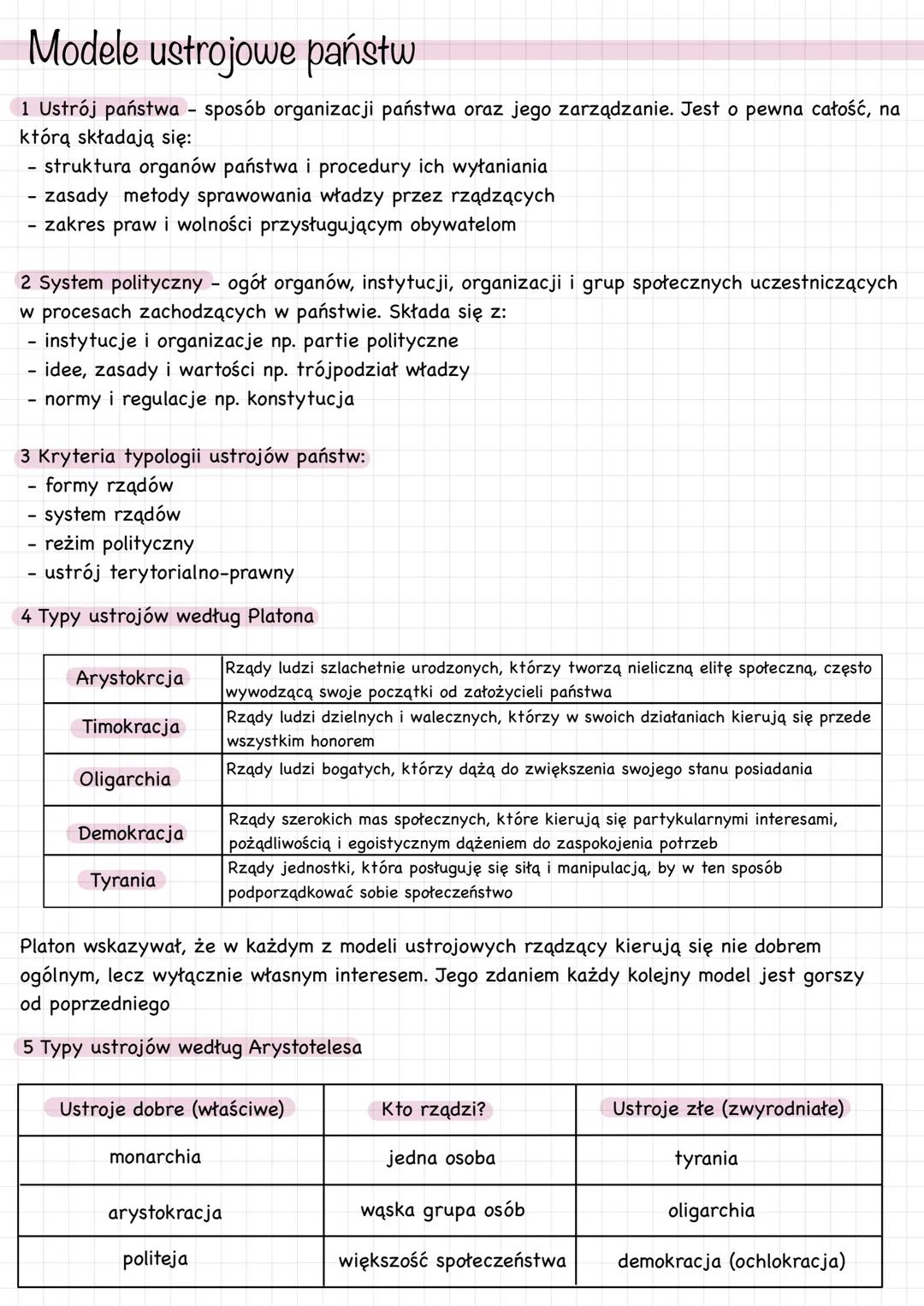 Modele ustrojowe państw
1 Ustrój państwa - sposób organizacji państwa oraz jego zarządzanie. Jest o pewna całość, na
którą składają się:
- s