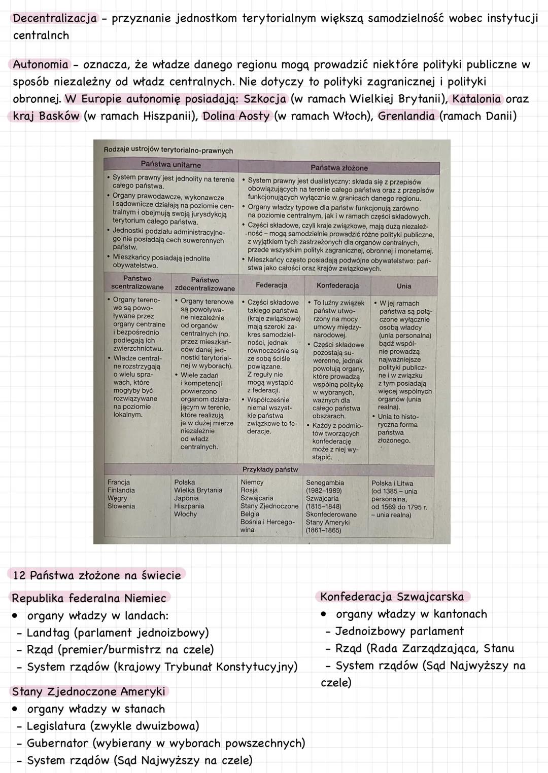 Modele ustrojowe państw
1 Ustrój państwa - sposób organizacji państwa oraz jego zarządzanie. Jest o pewna całość, na
którą składają się:
- s
