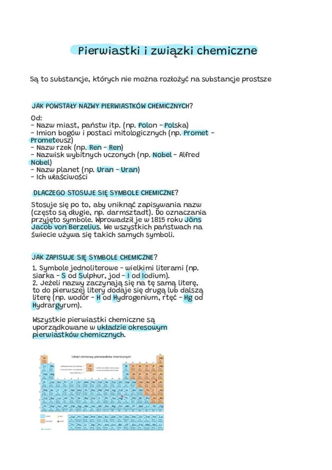 Pierwiastki i związki chemiczne