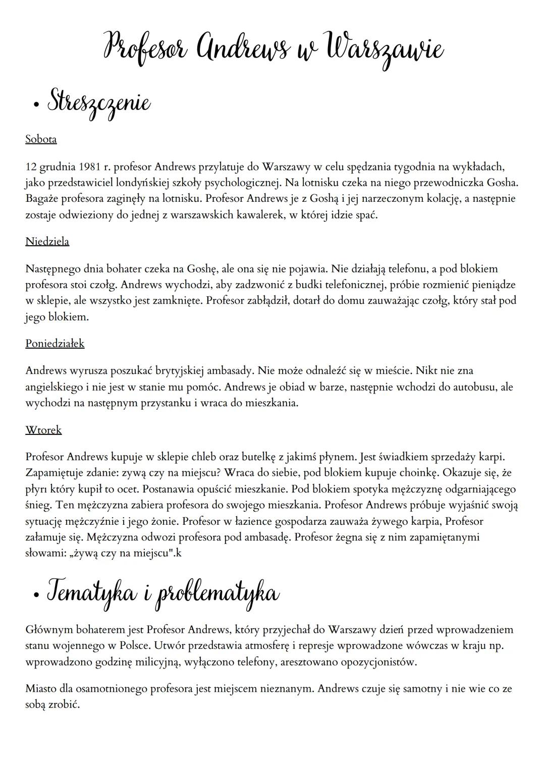 # Profesor Andrews w Warszawie
• Streszczenie
Sobota
12 grudnia 1981 r. profesor Andrews przylatuje do Warszawy w celu spędzania tygodnia