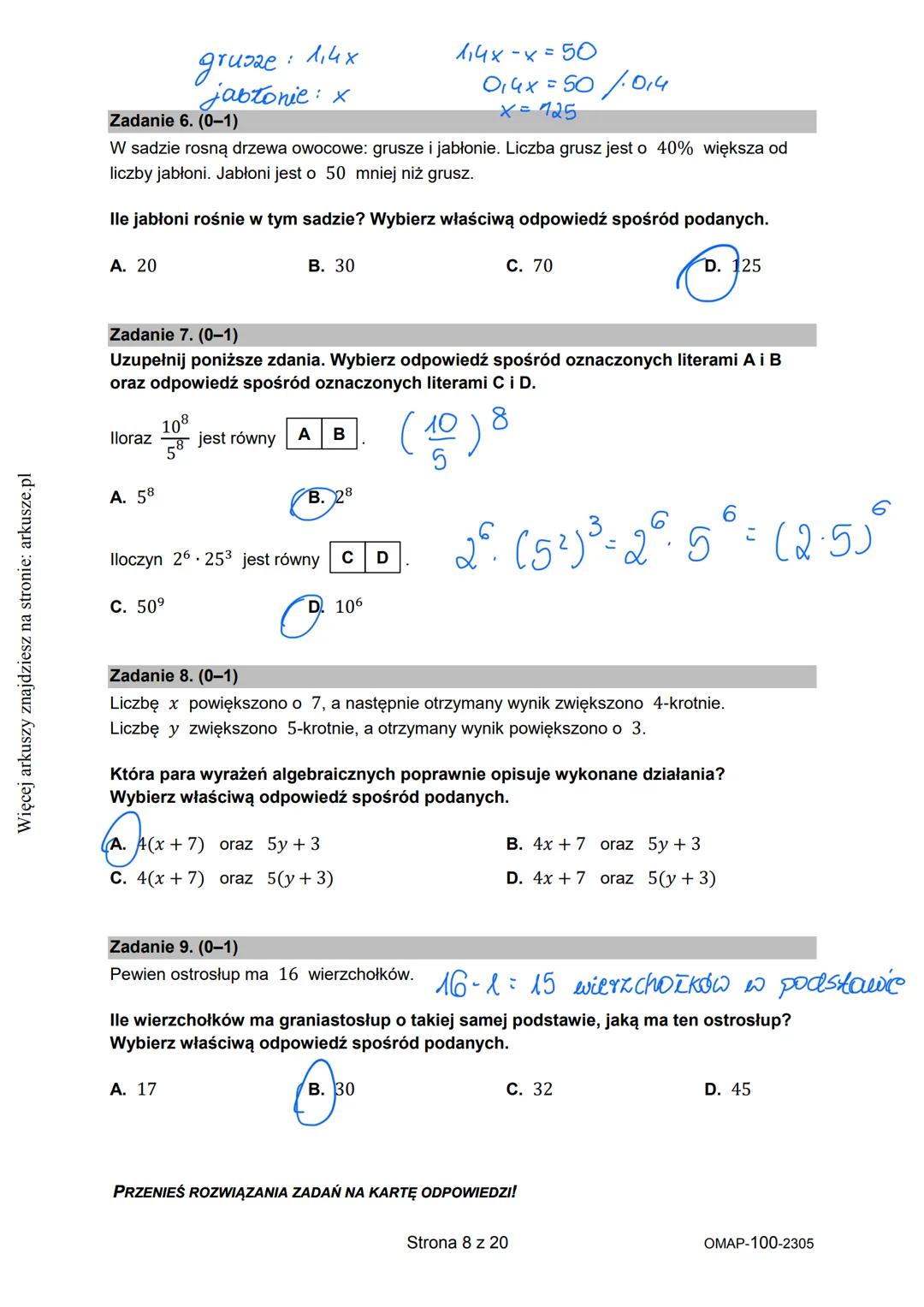 Więcej arkuszy znajdziesz na stronie: arkusze.pl
CENTRALNA
KOMISJA
EGZAMINACYJNA
WYPEŁNIA UCZEŃ
KOD UCZNIA
PESEL
Arkusz zawiera informacje
p