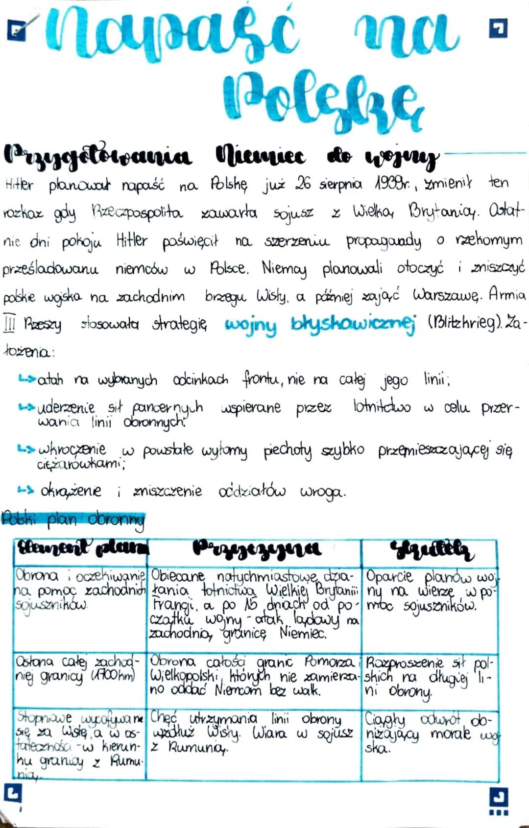 # Napasć na
# Polske
## Przygotowania Niemiec do wojny
Hitler planował napaść na Polskę już 26 sierpnia 1939r., zmienił ten
rozkaz gdy Rz