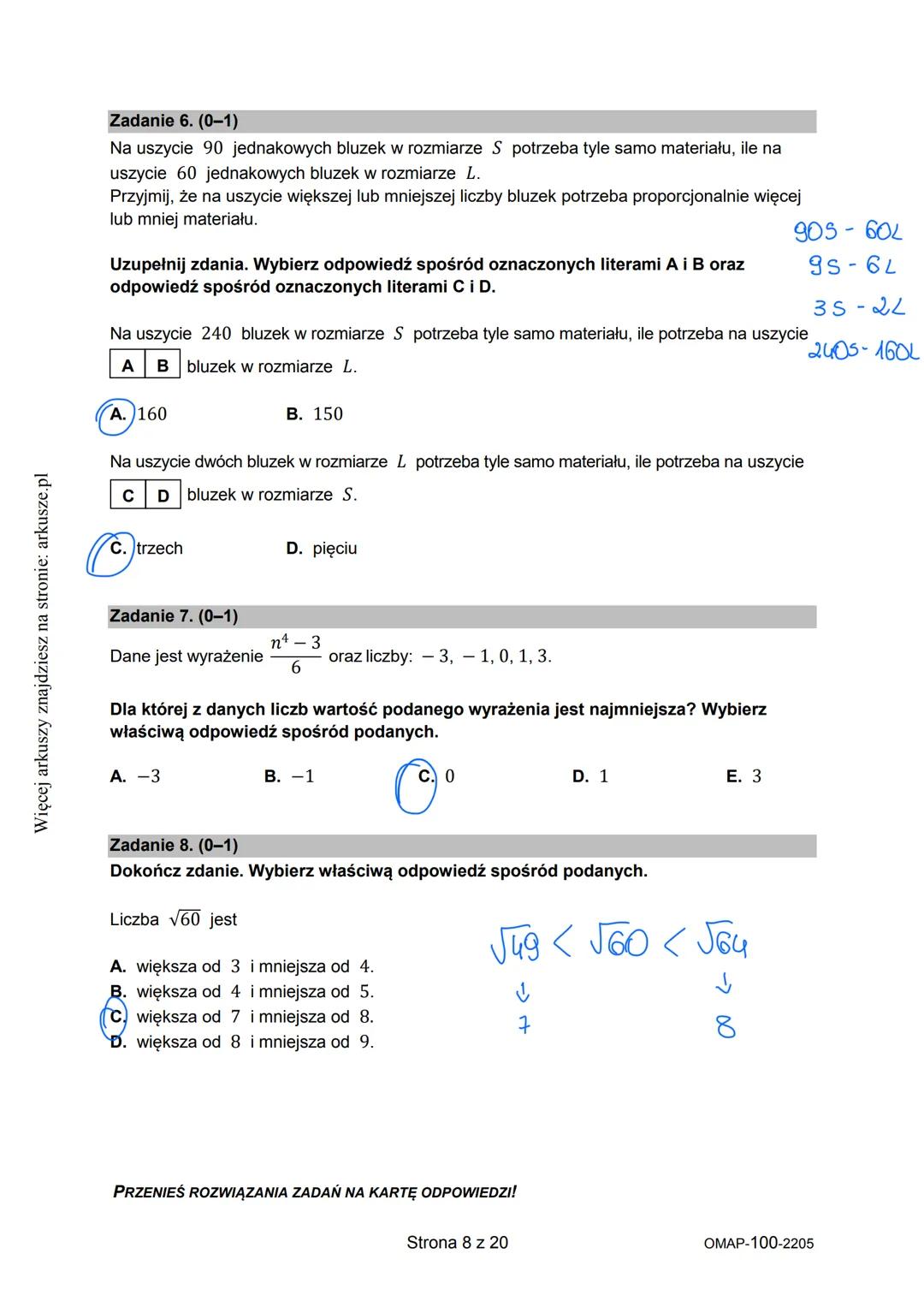 Więcej arkuszy znajdziesz na stronie: arkusze.pl
CENTRALNA
KOMISJA
EGZAMINACYJNA
WYPEŁNIA UCZEŃ
KOD UCZNIA
PESEL
Arkusz zawiera informacje
p