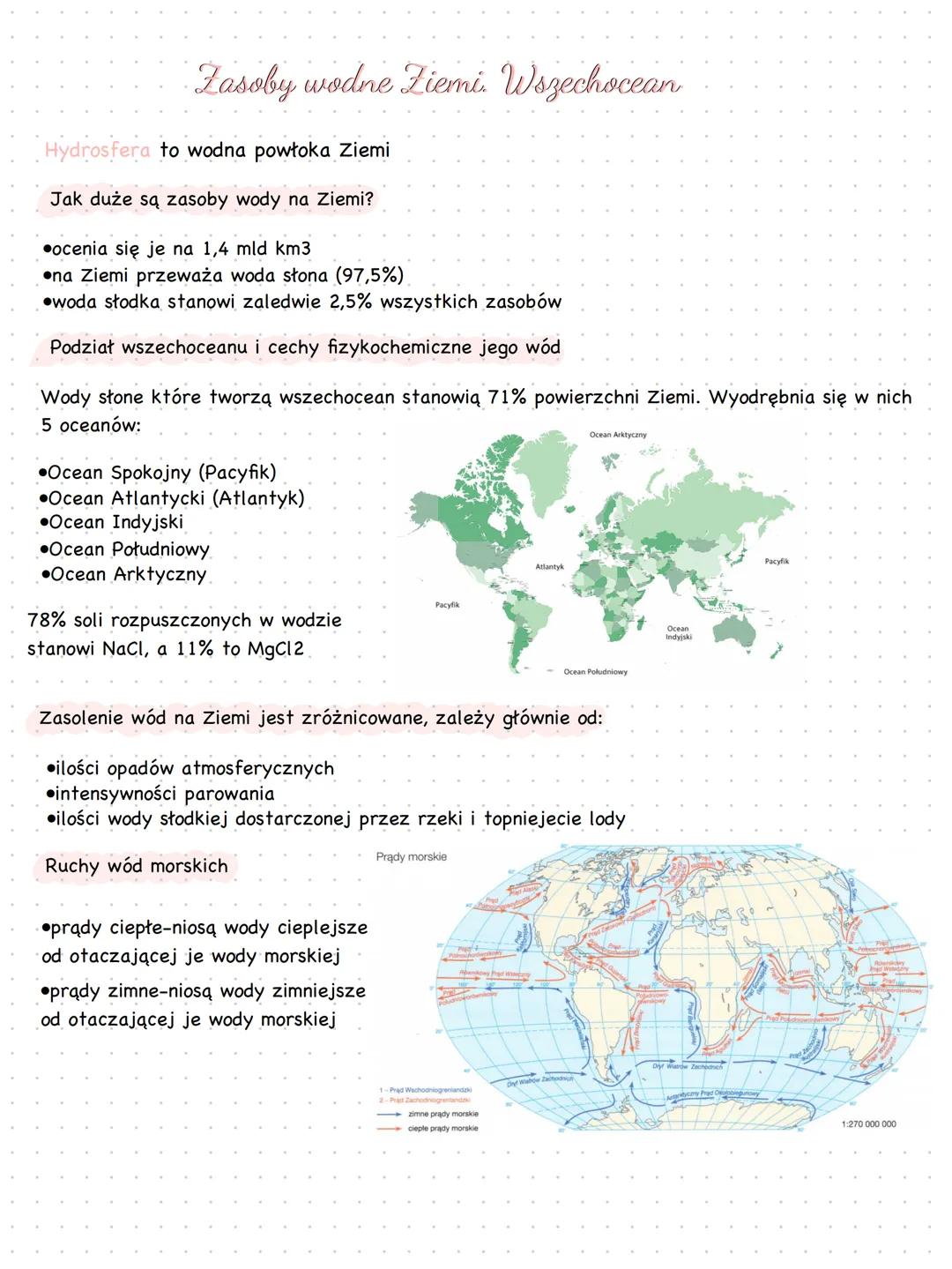 Zasoby wodne Ziemi. Wszechocean
Hydrosfera to wodna powłoka Ziemi
Jak duże są zasoby wody na Ziemi?
ocenia się je na 1,4 mld km3
na Ziemi pr