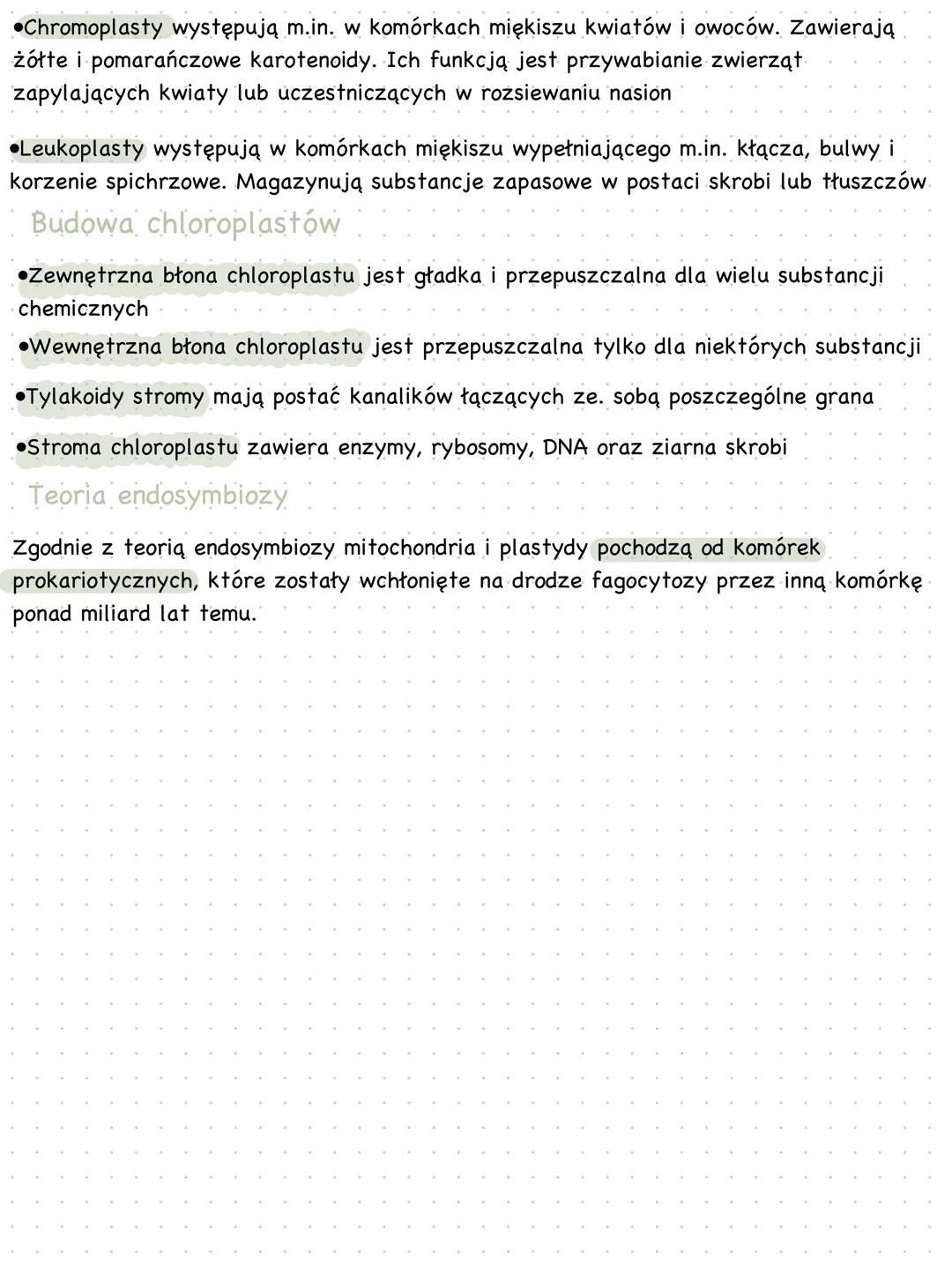 # Mitochondria i plastydy. Teoria endosymbiozy
Mitochondria i plastydy to organelle komórkowe otoczone dwiema błonami, odpowiedzialne
główn