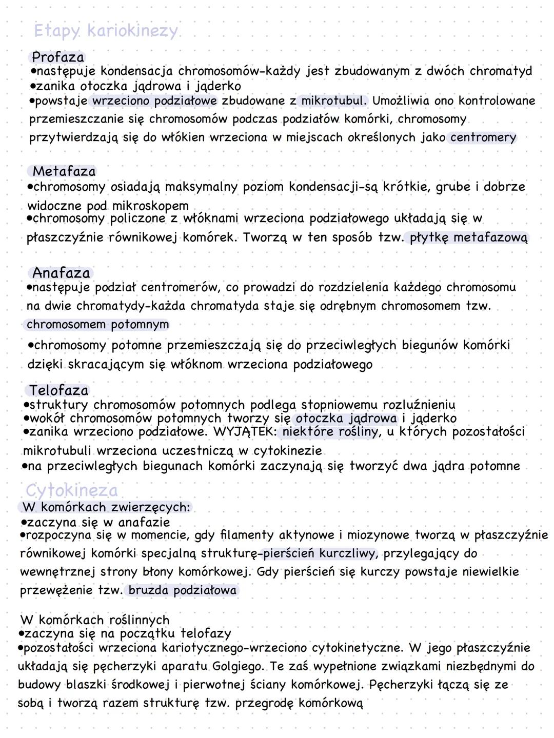 G₂
M
M
Cykl komórkowy. Mitoza
G₁
Faza M- podział jądra komórkowego na dwa identyczne.
pod względem genetycznym jądra potomne
Faza G1- w trak