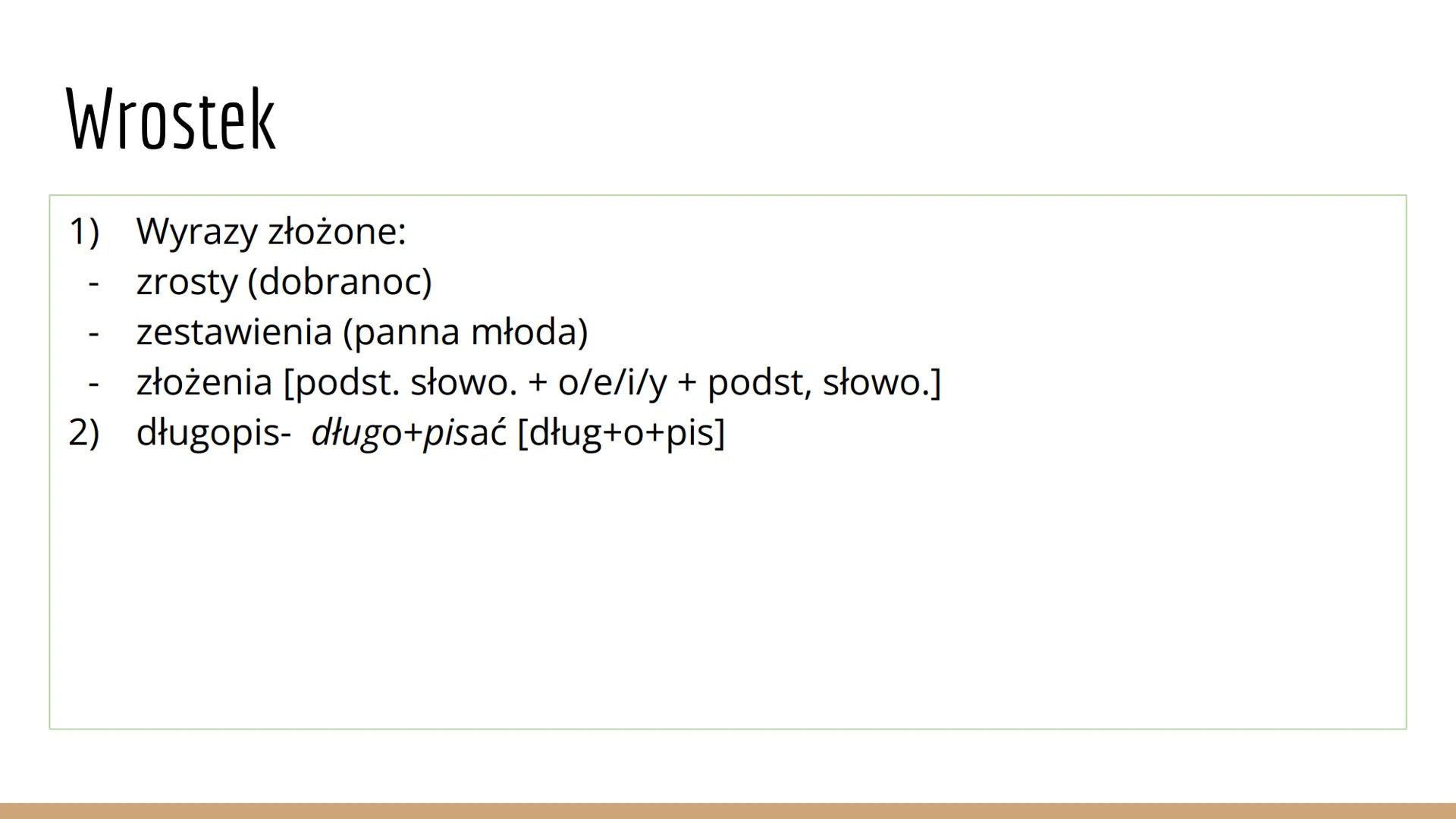 Język Polski
Dział 1 Anatomia wyrazu:
1) Słowotwórstwo - nauka o poznawaniu nowych wyrazów
2) Wyraz podstawowy - ten, od którego powstają no