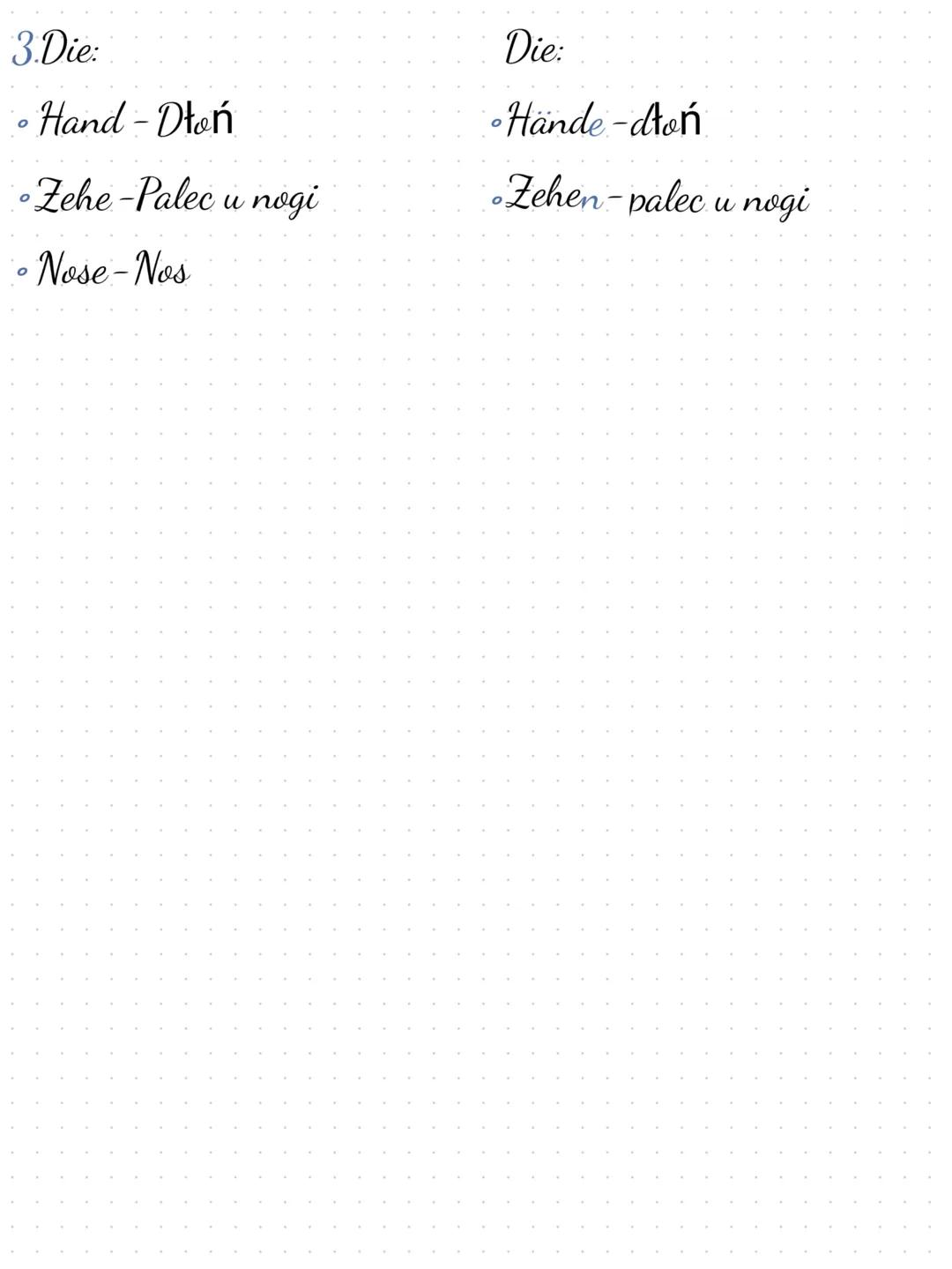 Części ciała - Niemkecki
1.Der:
• Arm-ramię
•Mund-usta
•Hals-szyja
• Finger-palce u ręki
-Bauch-brzuch
• Kopf-głowa
Füße-stopa
2. D