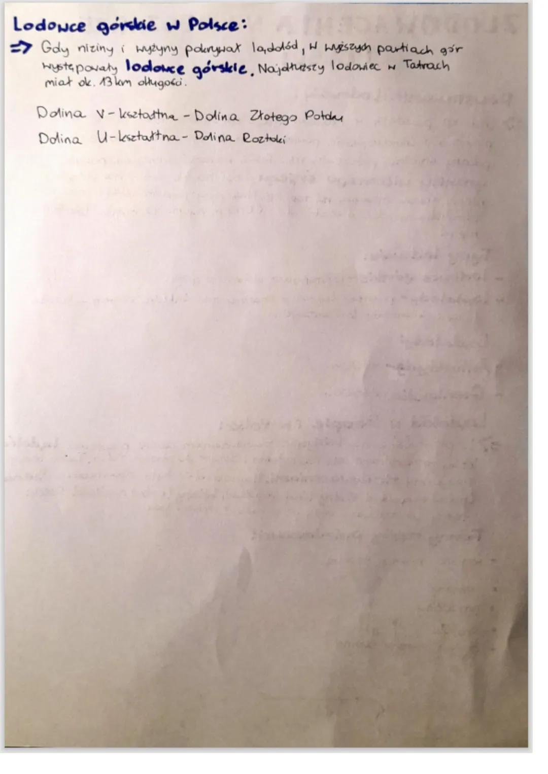 ZLODOWACENIA NA OBSZARZE
POLSKI
Powstawanie lodowców:
Lodowce powstają, w miejscach, gdzie odpowiednio niska temperatura
powietrza i ukształ