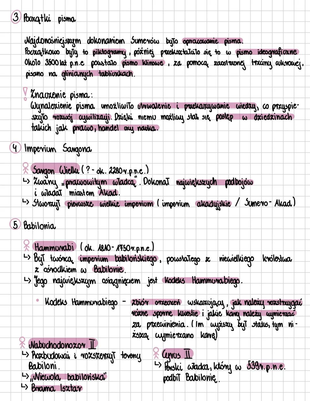 Starożytna Mezopotamia
XXIV-XXIIw.p.n.e.
imperium akadyjskie
XVIII w.p.n.e.
ok. 4000.p.n.e.
początek cywilizacji sumerajskiej
Kodeks Hammura