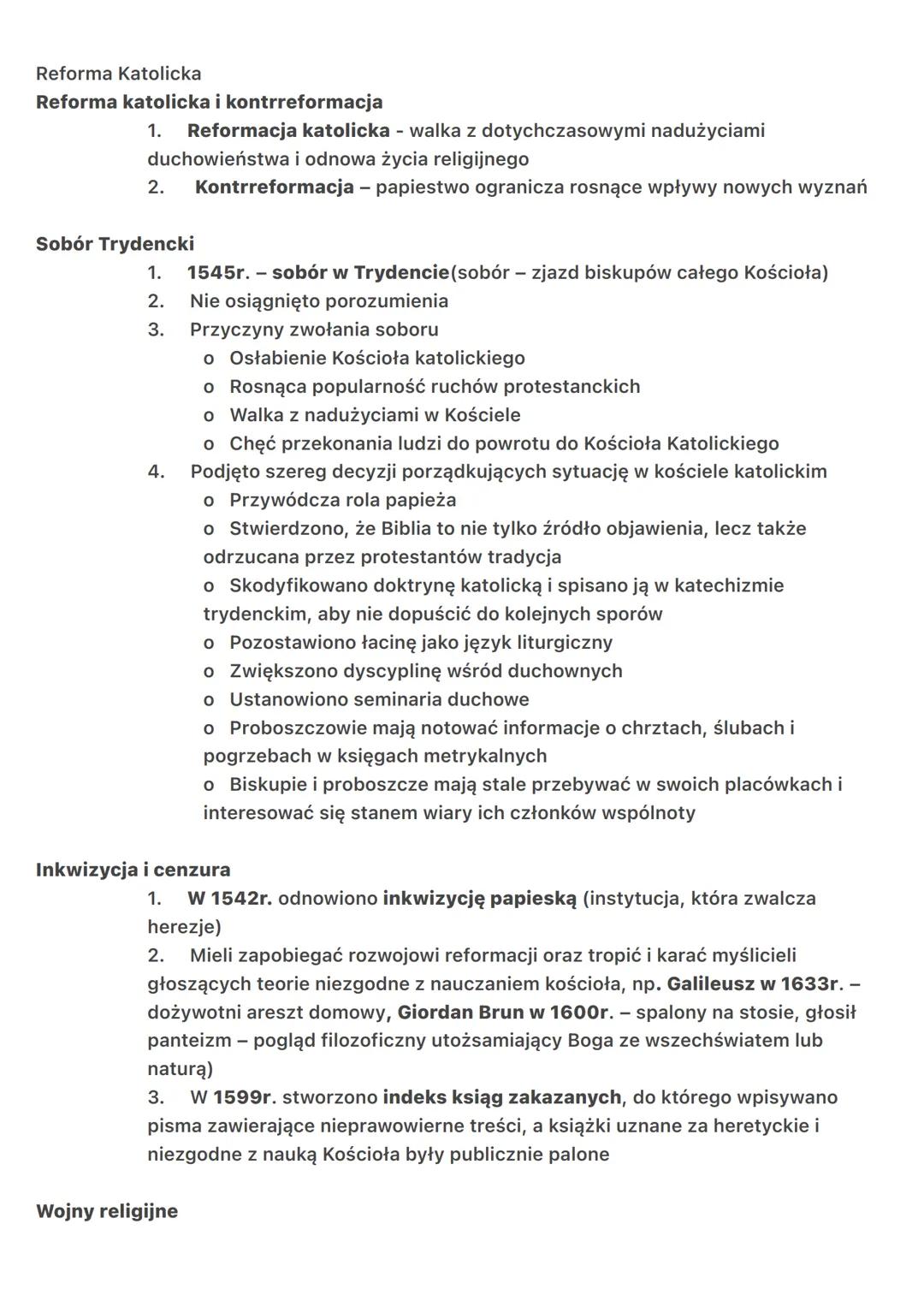 Reforma Katolicka
Reforma katolicka i kontrreformacja
1. Reformacja katolicka - walka z dotychczasowymi nadużyciami
duchowieństwa i odnowa ż