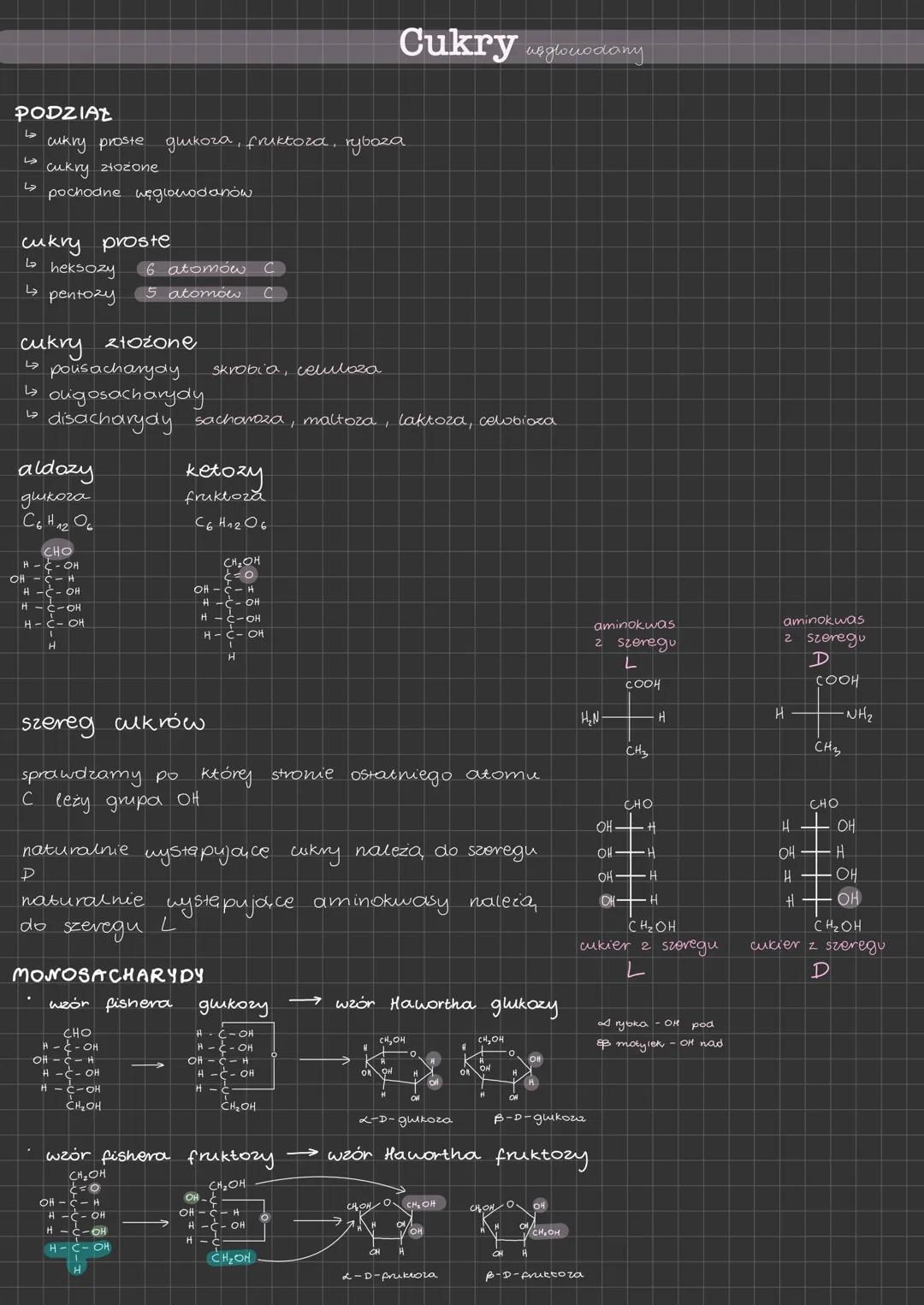 Cukry unglowodany
PODZIAŁ
cukry proste glukoza, fruktoza, ryboza
>>>> Cukry złożone
جا
pochodne węglowodanów
cukry proste
جا
جا
heksozy 6 at