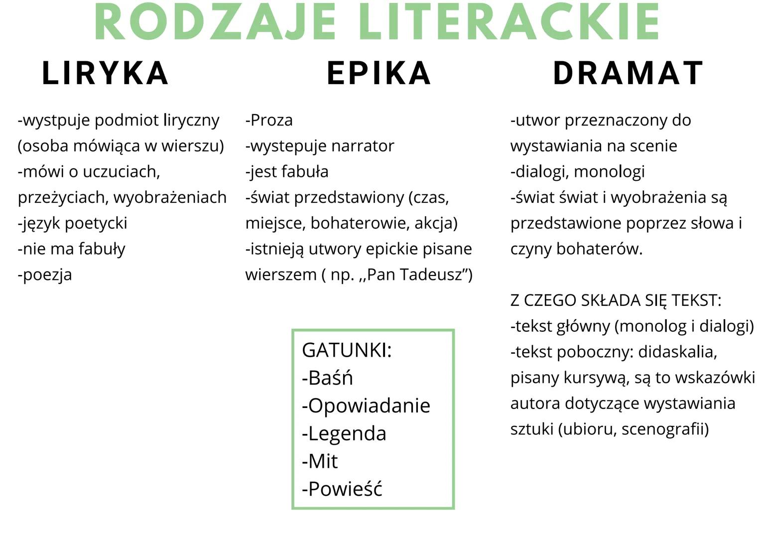 # RODZAJE LITERACKIE
LIRYKA
-wystpuje podmiot liryczny
(osoba mówiąca w wierszu)
-mówi o uczuciach,
przeżyciach, wyobrażeniach
-język poet
