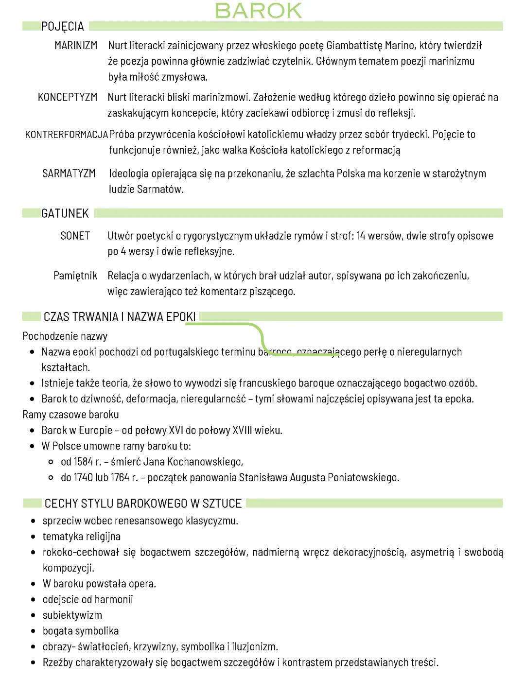 Barok( pojęcia, gatunki, utwory)